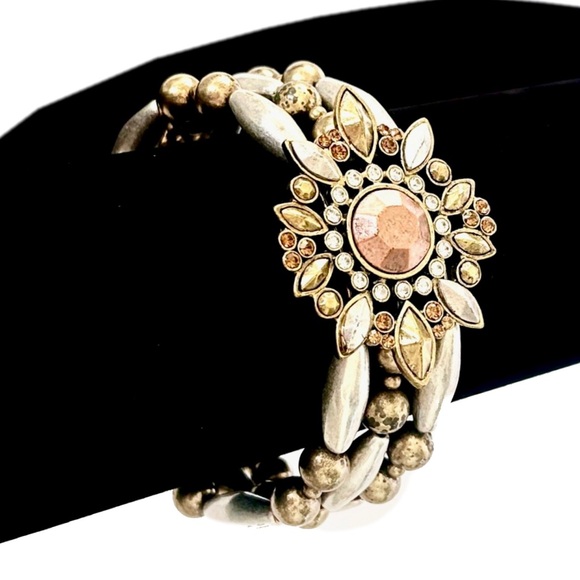 COLDWATER CREEK Tri-tone Antiqued Rustic Flower Cuff - Picture 3 of 9